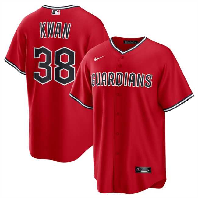 Mens Cleveland Guardians #38 Steven Kwan Red Cool Base Limited Stitched Jersey Dzhi